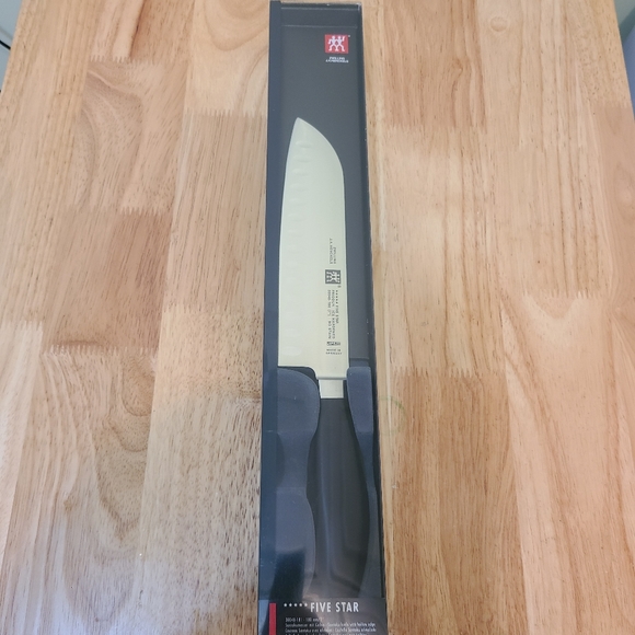 J.A. Henckels Five Star 7-Inch Hollow-Edge Santoku Knife - Picture 1 of 5